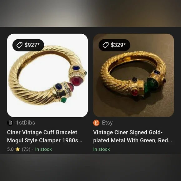 Vintage Ciner Cuff Bracelet Mogul Style Clamper UNSIGNED - Picture 3 of 12